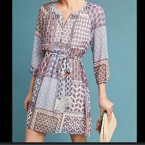 💕 $158 Daniel Rainn ANTHROPOLOGIE DRESS Knee Length V Neck Paisley, Sz Medium
